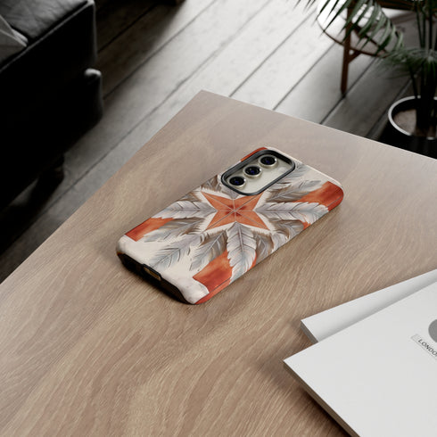 Silver Feather Compass - Impact Resistant Phone Case